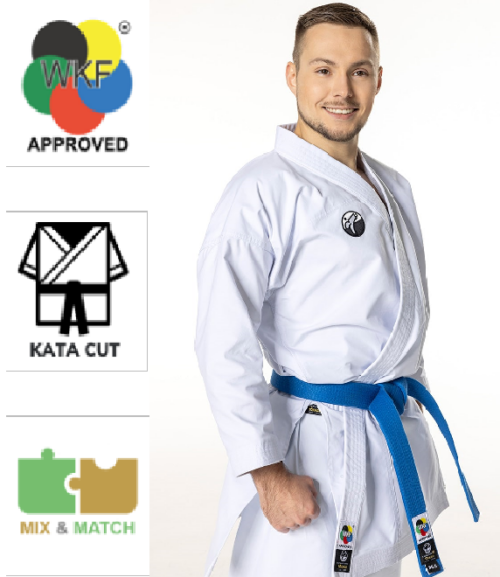 KARATE KIMONO, TOKAIDO KATA MASTER MIX, WKF, 10 OZ.(APPROVED) – BÍLÉ
